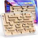 Handheld Fidget Puzzle Game for Kids and Adults - Challenging Wooden Labyrinth Marble Maze for Teen Boys - Fun Brain Teaser Puzzle Fidget Toys for Travel Stocking Stuffer Party Favor for Kids Ages 8+