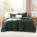 Litanika Forest Green Comforter Full Size, 3 Pieces Lightweight Solid Bedding Set, All Season Fluffy Bed Set (79x90In Comforter & 2 Pillowcases)