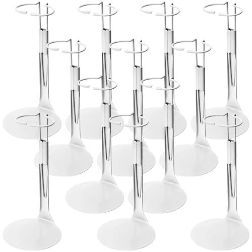 Reallnaive 12 Pcs Adjustable Doll Stands for 12 Inch to 18 Inch Dolls Display Stand with Expandable Waist Wire Action Figure Display(White)