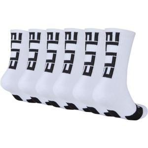 Basketball Crew Socks for Men and Women, Cushion Performance Athletic Basketball Socks (Medium, White - Elite Crew Socks (6 Pairs))