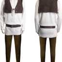 Mens Costume Shirt Vest Pants Outfit Cosplay Movie Halloween Party Costumes Full Set for Adults (White, XL)