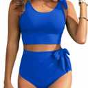Two Piece High Waisted Swimsuits - Women Tummy Control Bikini Modest Bathing Suit 2PC 2025 (Large, Royal Blue)