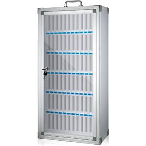 Amylove Cell Phone Locker Cabinet Aluminum Alloy Pocket Chart Storage Locker Box Cabinet Wall-Mounted Cell Phones Storage Box with Handle for Office Classroom Gym(White,72 Slots)