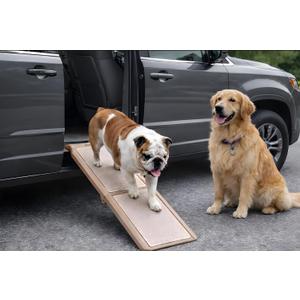 Pet Gear SupertraX Ramps for Dogs and Cats, Maximum Traction Surface, Portable/Easy-Fold (No Tools Required), Built in Handle for Travel, 5 Models, 42" L X 16" W, Supports 150 lbs, Wheat