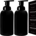 rejomiik 2 Pack Foaming Thick Glass Foam Hand Soap Dispenser for Bathroom or Kitchen Sink, 13 oz Pump Bottles for Hand soap, Body Wash, Matte Black