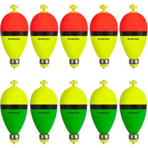 THKFISH Fishing Bobbers Floats,10 Packs Weighted Bobbers, Foam Oval Slip Bobbers for Fishing, Three Colours Crappie Bobbers, for Fishing Bluegill Crappie Panfish Bass Trout, 1in 1.5in 2in