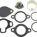 Thermostat Kit 160 Degree 807252Q5 and Gaskets Sleeve 23-806922 for Mercury for Marine for Mercruiser 4.3 5.0 5.7 V6 V8 Engine Replace 807252T5 807252T8 23806922  807252T 5