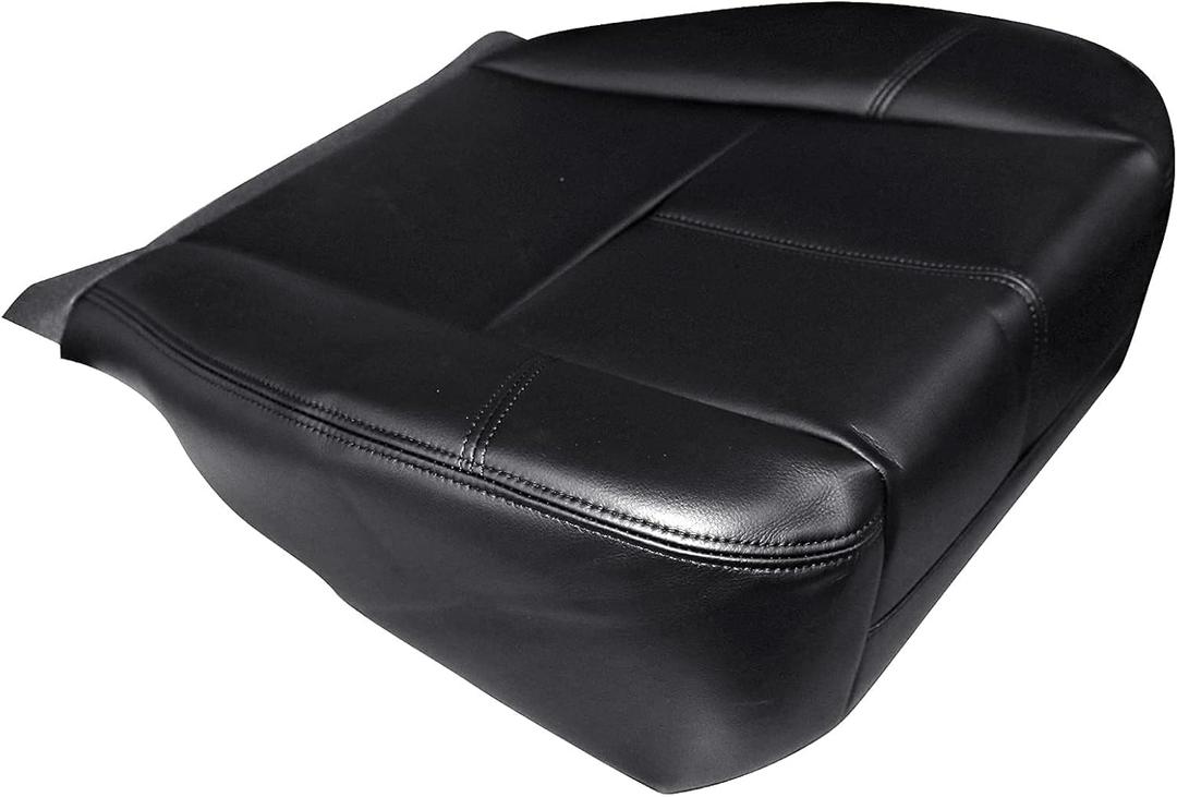 GXARTS Driver or Passenger Side Bottom Replacement Leather Seat Cover Black Compatible with Chevy Avalanche Silverado Suburban Tahoe GMC Sierra Yukon 2007 2008 2009 2010 2012 2013 2014