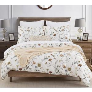 DAUAOTO Duvet Cover California King Size Set - 104"X96" Cover + 2 Shams, Cotton Bedding Set Multiple Color Flower Garden Pattern