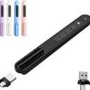 Presentation Clicker with Red Pointer Beam, 328ft Long-Range Wireless Presenter Remote with Magnetic USB Receiver, PowerPoint Clicker Compatible with Windows/Android/macOS/Linux, Black, USB A&C