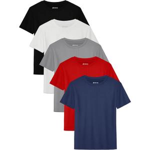 5 Pack Boys Shirts Youth Athletic Dry-Fit T-Shirt Short Sleeve Boys' Activewear Tops for Youth Teens, 14-16Y