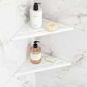 Corner Shower Shelves, 10 Recessed Tile Shower Shelf, 304 Stainless Steel Grout in Corner Tile Shower Shelves, No Drilling, Matte White, 2 Pack