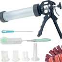 Professional Beef Jerky Gun Kits,Sausage Stuffer,Jerky Gun for Ground Meat,Food Grade Plastic Jerky Maker,Jerky Shooter,Jerky Cannon with 4 Nozzles and 2 Brushes