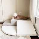 Large 4-Piece Set Climbing Toys for Toddlers 1-3, Baby Foam Climbing Blocks for Toddlers, Soft Play Toddler Climbing Toys Indoor for Crawling Climbing and Sliding, Foam Play Gym, Gray & White