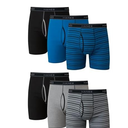 Hanes mens Ultimate FreshIQ Tagless Cotton Boxer ComfortFlex Waistband Brief, 6 Pack  Striped Assorted, Medium
