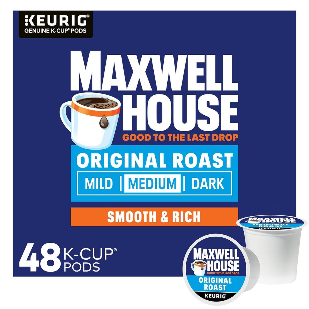 Maxwell House Original Roast Medium Roast K-Cup Coffee Pods, 48 ct Box BB 4/23/26
