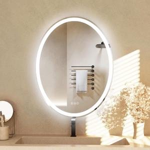 LED Bathroom Mirror, 40X24 Inches Oval LED Mirror for Bathroom, Vanity Mirror with Lights with Anti-Fog & 3 Colors, Wall-Mounted Dimmable Bathroom Mirror with Backlit