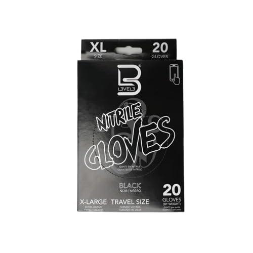 4 Pack L3 Level 3 Nitrile Gloves - Professional Heavy Duty Disposable Gloves - Latex Free - Fits Snug - Box of 20 (Black, XL)