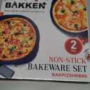 Bakken Pizza Baking Pan - Round Perforated Carbon Steel Pan with Non-Stick Marble Coating, Oversized Silicone Handle, Dishwasher Safe, High-Temperature Resistant, Durable & Easy Cleanup Blue, 2 Pack