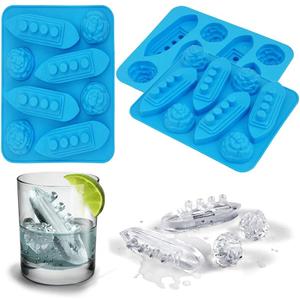 3Pcs Titanic and Iceberg Ice Cube Trays, Titanic Film Theme Ice Maker Chocolate Candy Soap Crayon Wax Melt Making Mold (Set of 3)