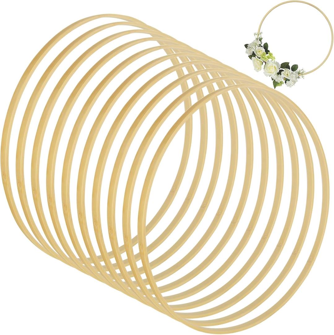 DIRBUY 15PCS 12 Inch Wooden Floral Hoops for Crafts - Large Bamboo Wood Hoops for Crafts
