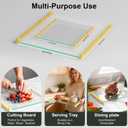 Tempered Glass Cutting Board for Kitchen, 12x16" & 12x8" 2 Pcs,Heat Resistant, with Non-Slip Feet, Non Toxic,Dishwasher Safe (Yellow)