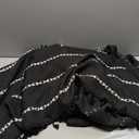 BTTN Boho Farmhouse Shower Curtain, Linen Rustic Weighted Striped Fabric Shower Curtain Set with Tassel, Water Repellent, Bohemian Vintage Country Shower Curtains for Bathroom, Black and White, 72x72