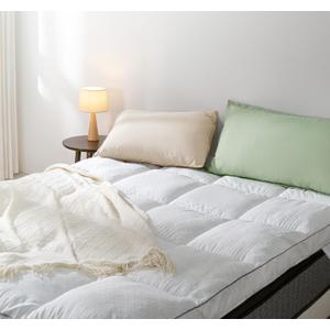 Marine Moon Queen Mattress Topper, Extra Thick Pillowtop, Cooling and Plush Mattress Pad Cover, 7D Down Alternative Fill,Soften Hard Bed (Basic - Dotted White)