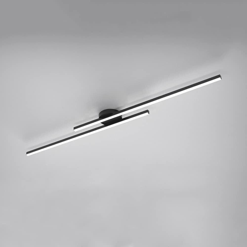 Minimalist Hardware Ceiling Light Long Strip Semi Flush Mount Ceiling Lamp, Modern Chandeliers Linear Close-to-Ceiling Lights for Living Room Bedroom Hallway Kitchen(Black)