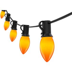 C9 LED Orange Halloween Lights, 25FT Halloween C9 String Lights with 27 Orange LED Bulbs, Hanging Decoration Light for Outdoor Indoor Patio Home Party Garden Yard-Black Wire