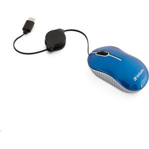 Verbatim Wired Optical USB-C Mini Mouse  Plug & Play Corded Small Travel Mouse  Blue 70746