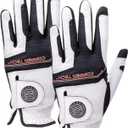 Copper Infused Golf Glove for Men White/Black 2 Pack Compression Fit, Arthritis Relief, Non-Slip Grip USGA Approved (One Size Fits Most (Cadet, Small, Medium, Large), Left Hand)