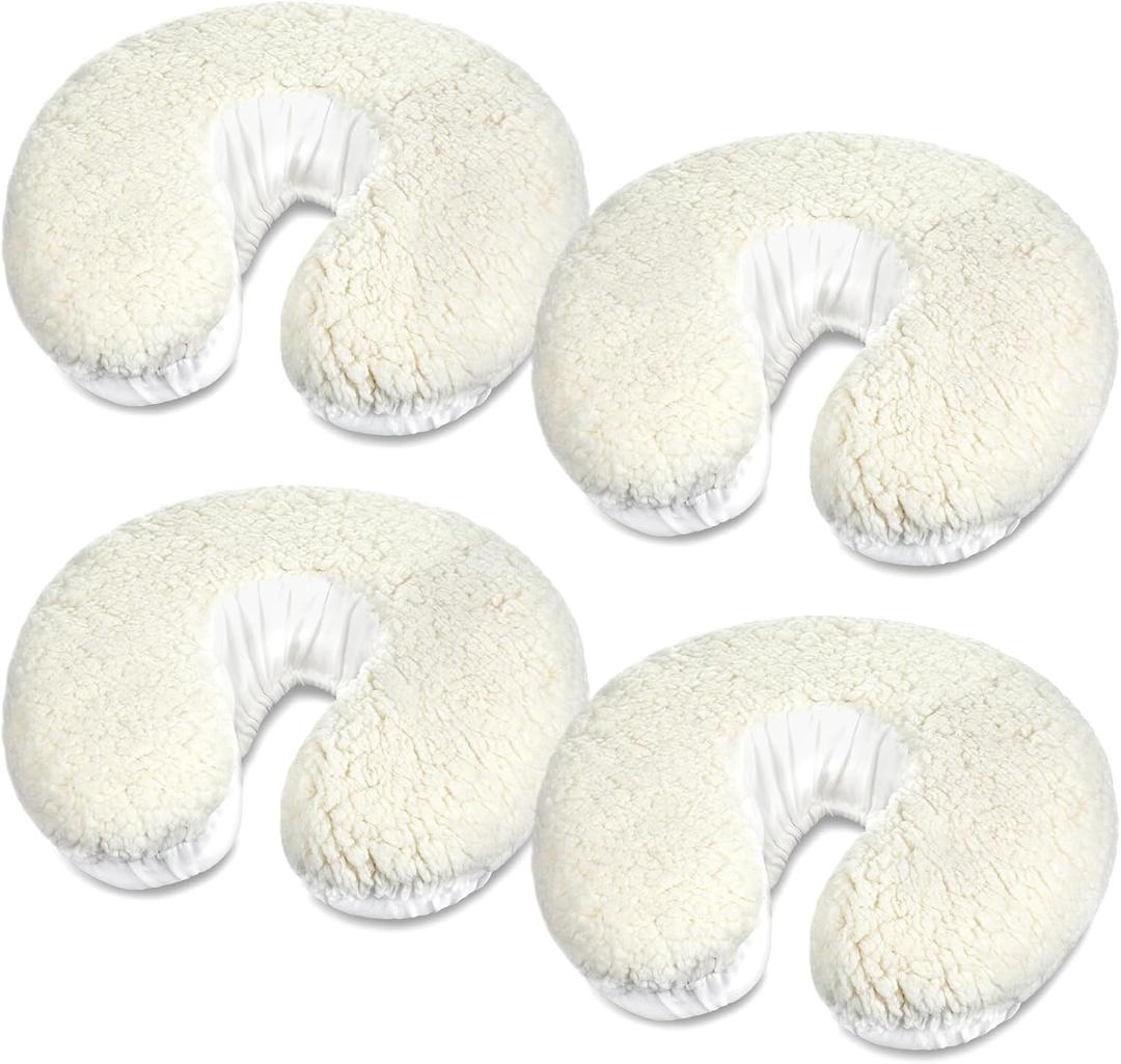 Mixweer 4 Pcs Massage Face Cradle Covers Fleece Massage Table Face Cover Facial Pillow Cover Warm Table Headrest Covers 14.6'' x 13'', Exclude Pillow Insert, White