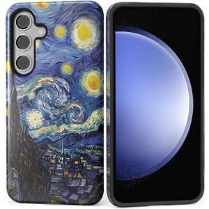 Case for Samsung Galaxy S25 Case,Starry Night Moon Design - Hybrid Dual Protection Silicone + Hard PC Shockproof Full Body Cover Protective Case for Men Women