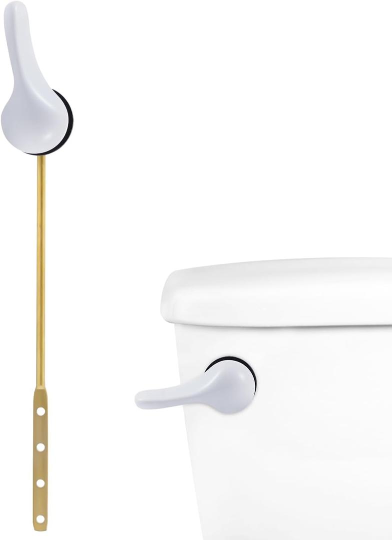 Metal Front Mount Toilet Handle - Universal Fit Toilet Flusher Lever Replacement Compatible with American Standard/Mansifield, with Flapper Chain, White