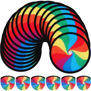 24 Pcs Foldable Flying Disc Fans Set Rainbow Fans Colorful Flying Disc Bulk Beach Pride Gift Toy for Outdoor Activity Colorful Sports Game Party Favor Supplies