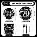 Grencian 96 Pcs 70th Birthday Supplies Silver Black 70th Birthday Party Plates Disposable Sweet 70 Seventy Years Old Decorations Paper Tableware for Men Party Supplies Serves 24