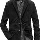 chouyatou Men's Vintage Casual Work Wear Corduroy Suit Blazer Jacket Sport Coat (X-Large, Black)