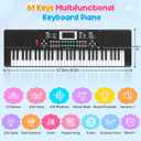 Piano Keyboard, 61 Key Upgrade Kids Pianos Music Toy with Light-up Keys & Pro Teaching Modes, Dual Speaker, 70 Demos,100 Tones, 100 Rhythms Perfect Christmas/Birthday Gift for Kids (Black), 2 x 26.5 x 7.8 inches