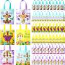 Wesnoy 60 Pcs Easter Gift Bags Bulk He Is Risen Religious Easter Bags with Handles Reusable Non Woven Treat Baskets for Church Goodie Party Supplies