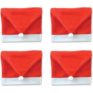 Beistle , 4 Piece Santa Hat Chair Cover, 19" x 25" (Red/White)