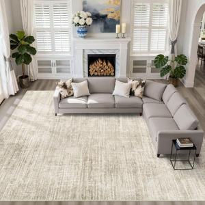 12x15 Area Rug Large Neutral Modern Rug for Living Room Beige
Abstract Soft Stain Resistant Indoor Non-Slip Carpet for Bedroom Nursery Kids Office Playroom Dining Room