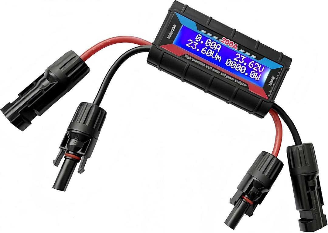 Amp Watt Meter Power Analyzer For Solar Panels Or Wind Turbines System, 150A 200A Aircraft Power Meter Tester Backlight Digital LCD Screen for RC Solar Voltage Current Power (200A)
