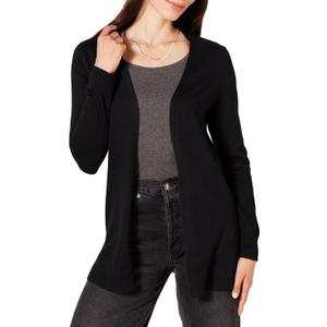 Amazon Essentials Women's Lightweight Long Sleeve Open-Front Cardigan Sweater, Black, Medium