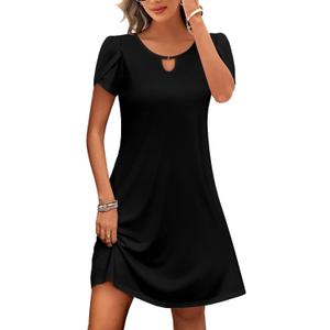 HOTOUCH Women's Casual A-Line Dress with Pockets Summer Beach Floral Tshirt Dress Short Sleeve Mini Dress Flowy Sundresses,
X-Large