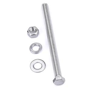 1/2-13 x 5 (5 Sets) Stainless Steel Hex Bolts Screws with Nuts Flat Washers Lock Washers, 304 SS 18-8, Hexagon Head, Fully Machine Threaded, Bright Finish