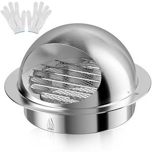 Hon&Guan 4'' Dryer Vent Cover, 304 Stainless Steel EXhaust Vent Ventilation Grill Hood for HVAC System-with A Pair of Gloves