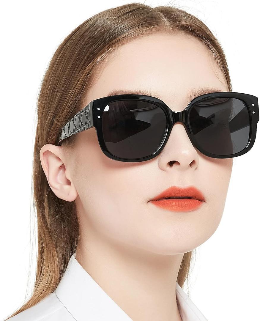 AEZUNI Trendy Reading Sunglasses Women Stylish Square Sun Readers UV Protection Glasses 1.0 1.5 2.0 2.5 3.0 3.5 (Not-bifocal