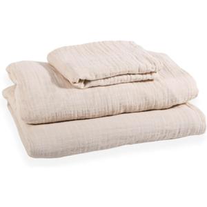 3-Piece 100% Organic Cotton Muslin Bed Sheet Set, Twin Size, Breathable & Soft, Includes Flat Sheet, Fitted Sheet, and Pillowcase | Unisex Bedding for Boys & Girls | Neutral Ivory Color