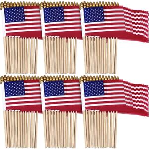 Shimeyao Small American Flags on Stick 8 x 12 Inch Mini US Flags Wooden Stick Bulk for 250th Anniversary Lawn Yard 4th of July Decorations Independence Memorial Day Patriotic Party